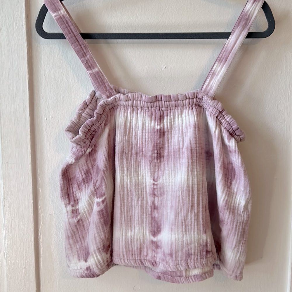 Madewell x Warm Purple and White Tie Dye Sweater Tank with Elastic Rope Tie M - Picture 3 of 8